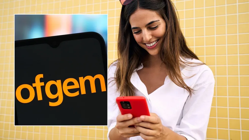 Woman looking at phone and Ofgem on phone