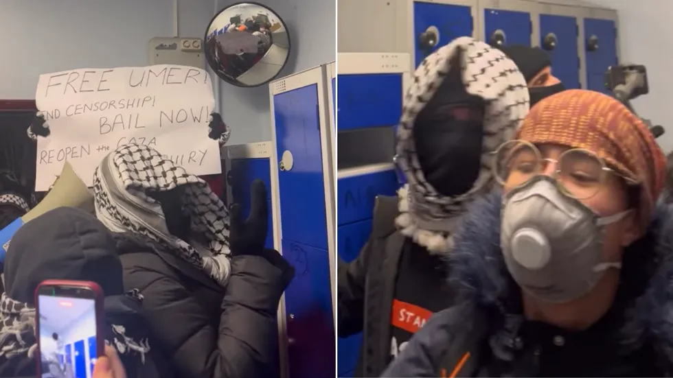 Pro-Palestine protestors in Wormwood Scrubs