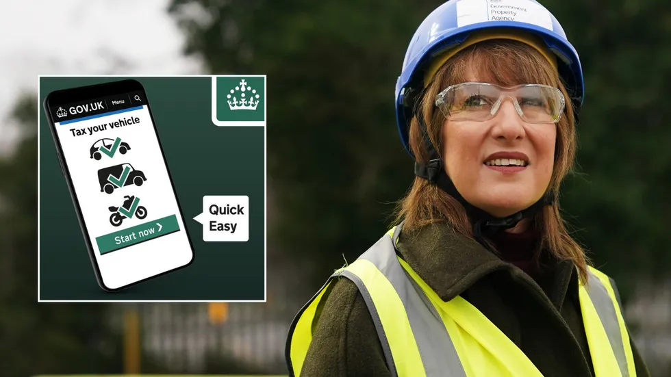 Car tax sign and Rachel Reeves