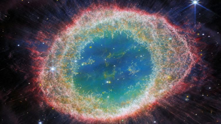 A near-infrared image of the Ring Nebula reveals its complex structure. Pic: NASA/ESA/Reuters