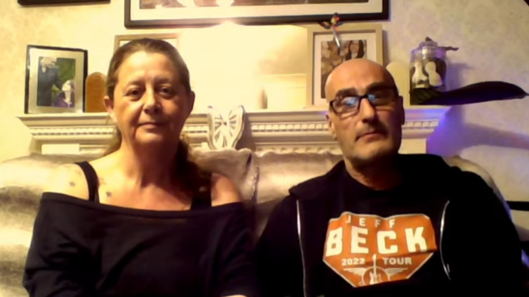 Davey Robinson and Tracy Charlton, who run Timothy's Travels, which has been filming the bunker before it goes.
