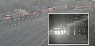 Drivers stuck in long queues as ‘burst water pipe’ floods major motorway