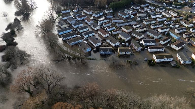 Flooding at Iford Bridge Home Park in Bournemouth earlier this week. Pic: Andrew Matthews/PA
