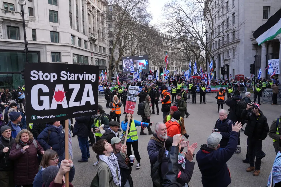 Pro-Palestine protesters gathered in London on Saturday