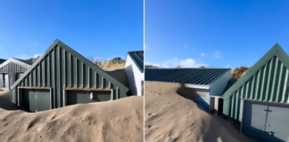 Beach huts on one of Britain’s most exclusive holiday hotpots buried under huge mountains of sand