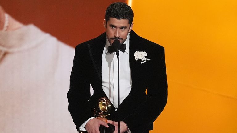 The singer used his acceptance speech at the Grammys to criticise ICE. Pic: Reuters