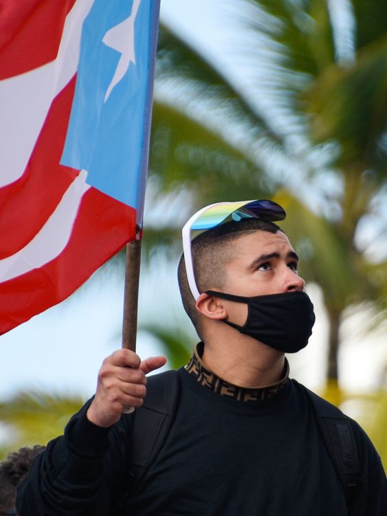 Bad Bunny joining demonstrators in Puerto Rico in 2019. Pic: Reuters