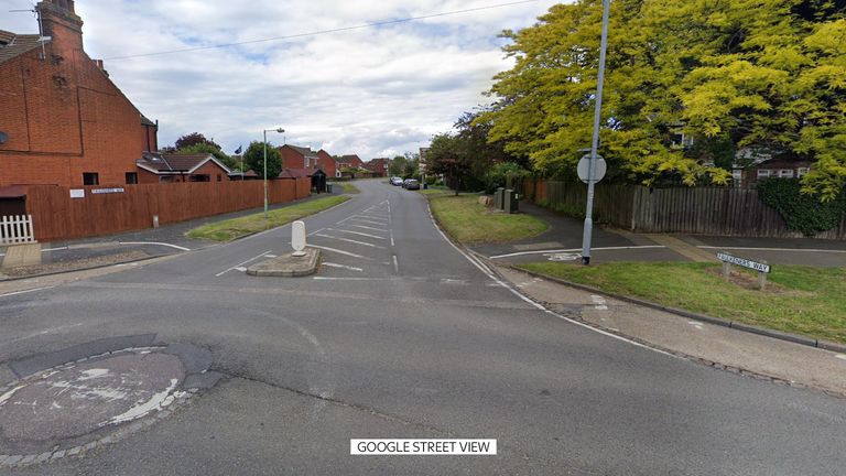 The junction of Faulkeners Way and High Road in Trimley St Mary