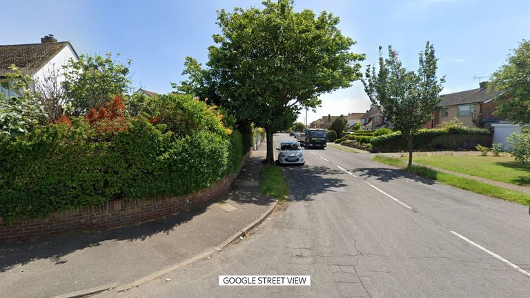 The entrance to Picketts Road East at its junction with High Road, Felixstowe