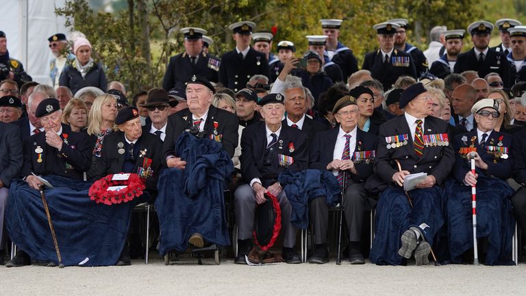  D-Day veterans (left to right) Stan Ford, Jack Quinn, Richard Aldred, Henry Rice, Reg Pye, Ken Hay and Alec Penstone. File pic: PA