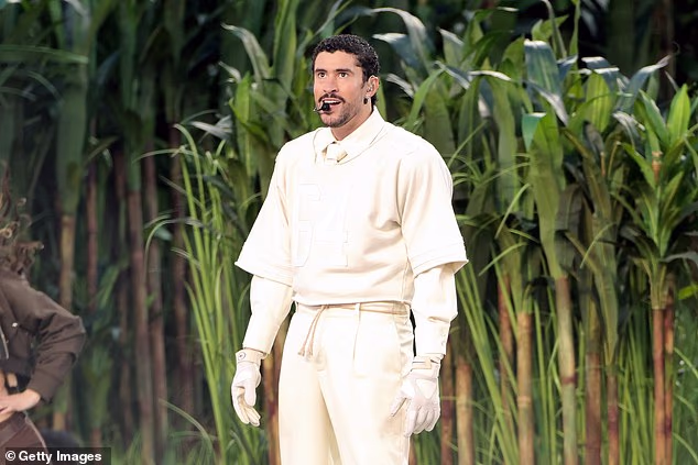 Bad Bunny performed entirely in Spanish - as all of his music is recorded in the language, though he has collaborated with English-language artists