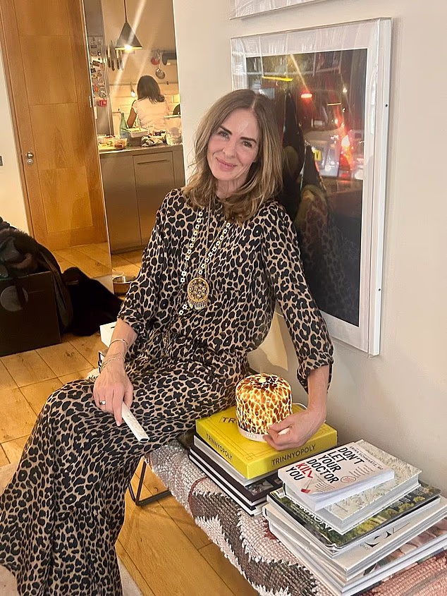 Trinny looked effortlessly stylish in a leopard print maxi dress and statement necklace