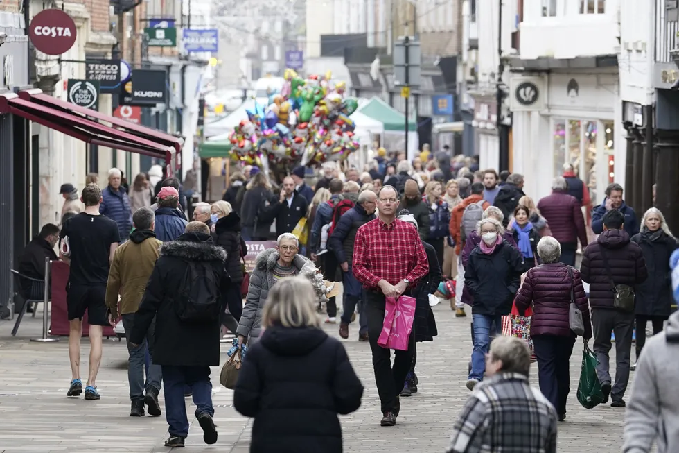 People walking along a high street