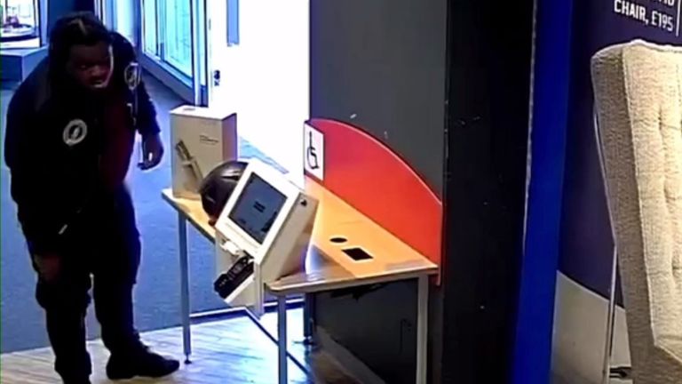 Esan purchasing knives before the attack. Pic: Kent Police