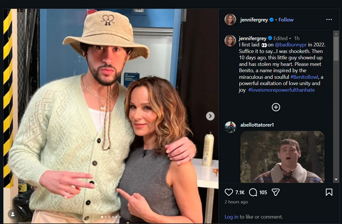 Bad Bunny stunned Jennifer Grey so much she named dog after him