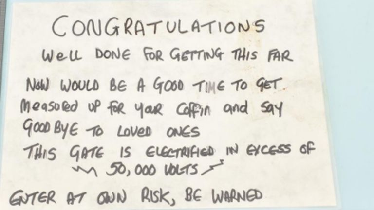 Booby trap signs found by police. Pics: Yorkshire and Humber Regional Organised Crime Unit/PA