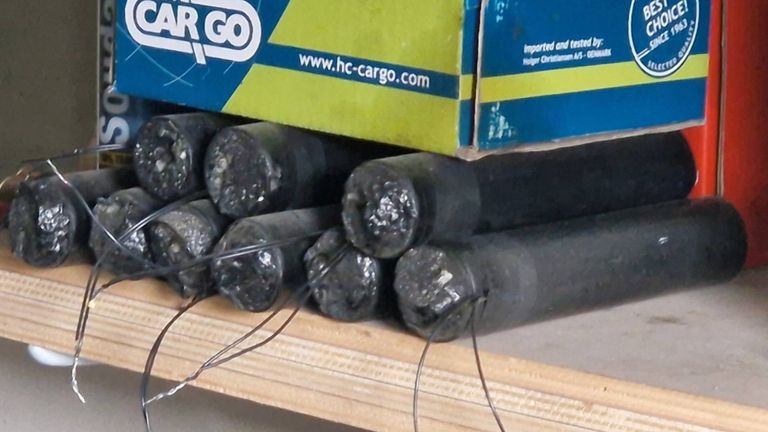 Pipe bombs found in the house. Pic: Yorkshire and Humber Regional Organised Crime Unit/PA