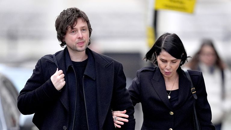 Sadie Frost with her son Finlay Munro Kemp on the second week of the trial. Pic: PA