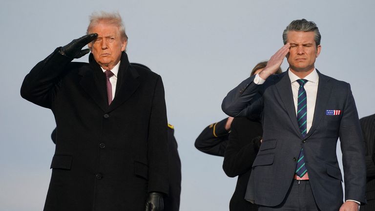 US President Donald Trump and defence secretary Pete Hegseth. Pic: Reuters