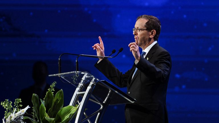 Isaac Herzog was criticised by President Trump. Pic: Reuters