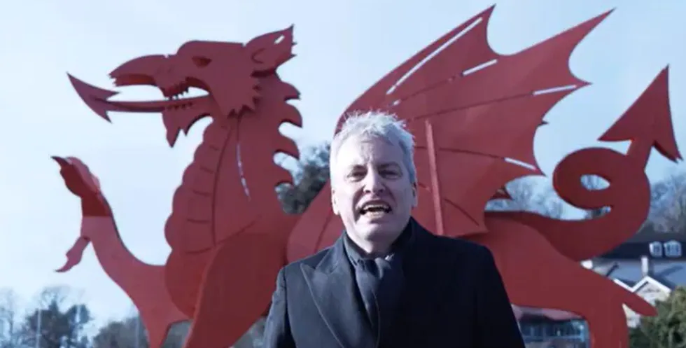 Mark Sweeney and Welsh dragon