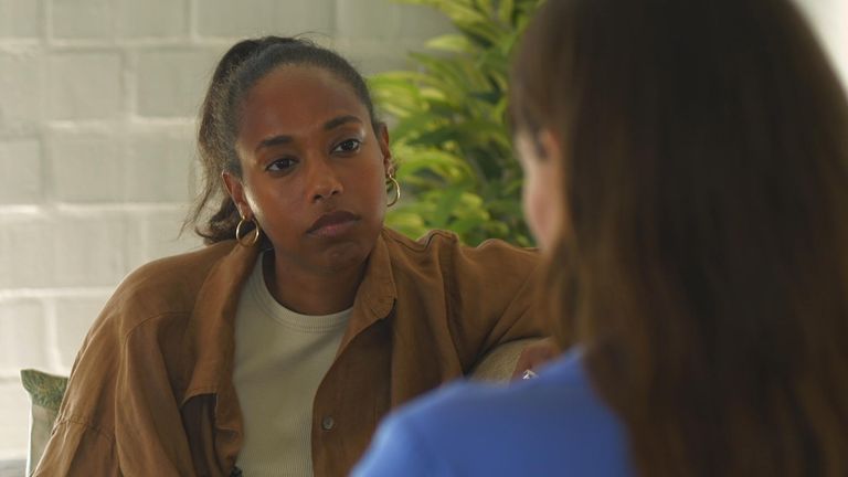 Sky News' Yousra Elbagir speaking to Juliette