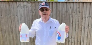 Blind veteran, 79, fundraising for military charity collecting pennies in old milk bottle