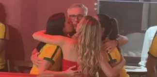 Former Premier League boss spotted kissing three women at the same time after attending carnival with wife