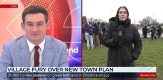 WATCH: Adlington locals protest plans for 20,000 homes on green belt land