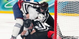 Winter Olympics chaos as two players kicked out of match for fighting with further sanctions possible