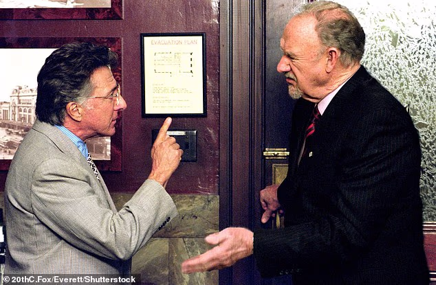 Gene and Dustin (pictured) later shared the screen together in 2003's Runaway Jury with Hoffman starring as an attorney suing a gun manufacturer