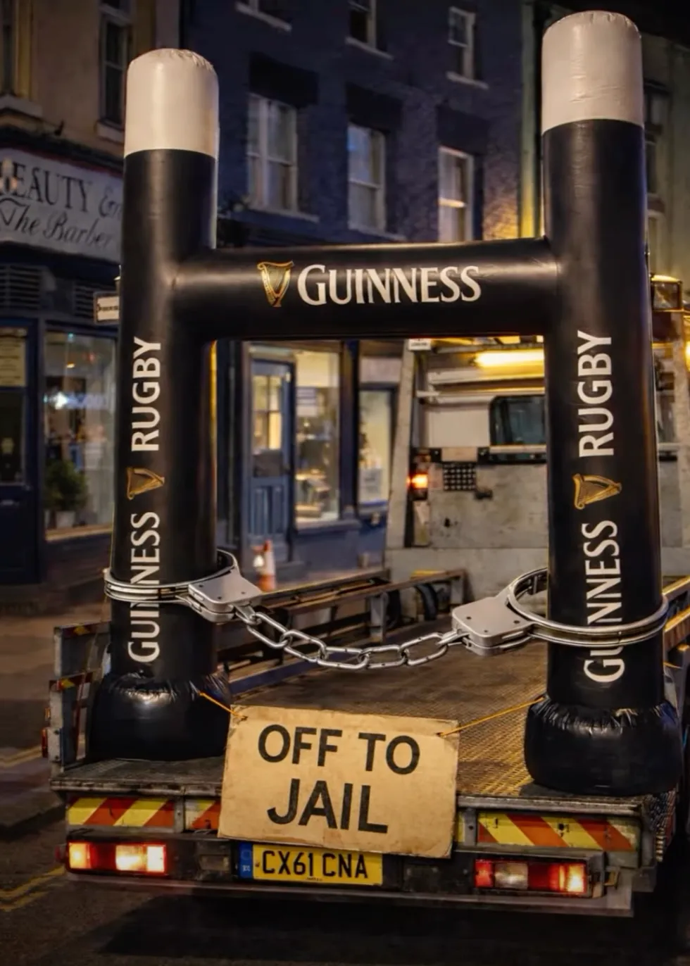Guinness inflatable rugby posts Wales
