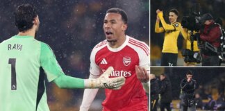 Arsenal bottle two-goal lead against Wolves with last-minute goal as title jitters continue