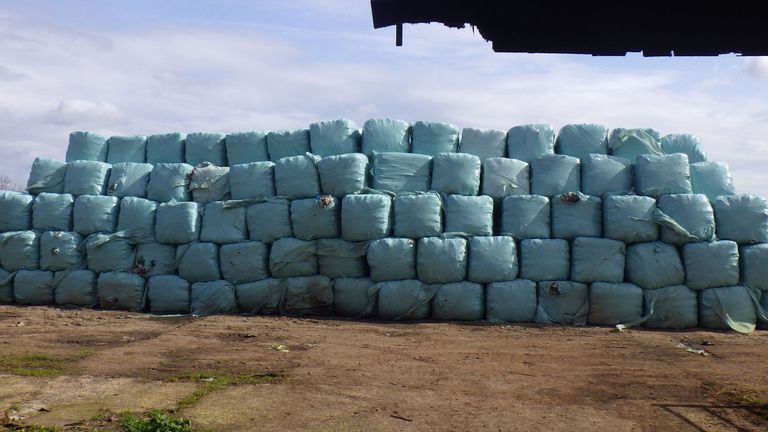 Datta dumped hundreds of wrapped up bales of rubbish across 16 sites. Pic: EA