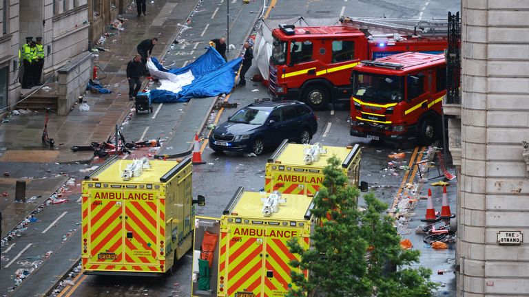 Emergency services at the scene. Pic: Reuters