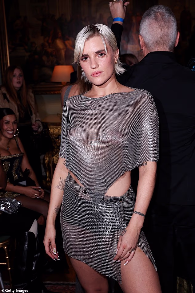 The model took LFW by storm as she dared to bare at the star-studded catwalk, held at Spencer House in London