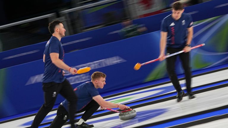 Team GB in action on the rink. Pic: AP