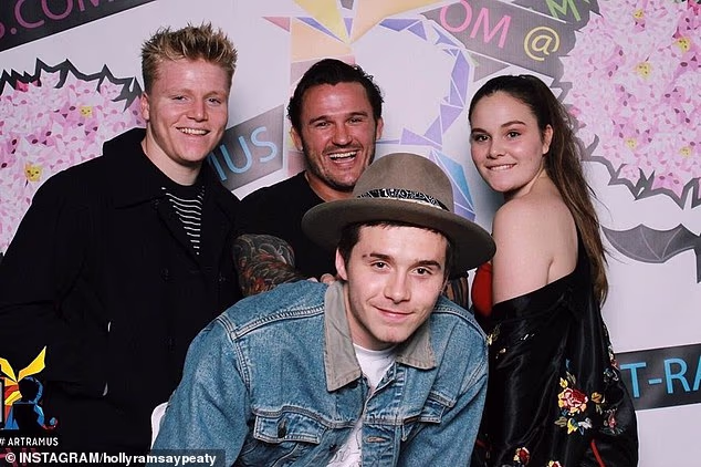 Brooklyn (front, centre) with Gordon Ramsay's children Holly Ramsay (right) and Jack Ramsay (left). Brooklyn has since unfollowed his two childhood besties