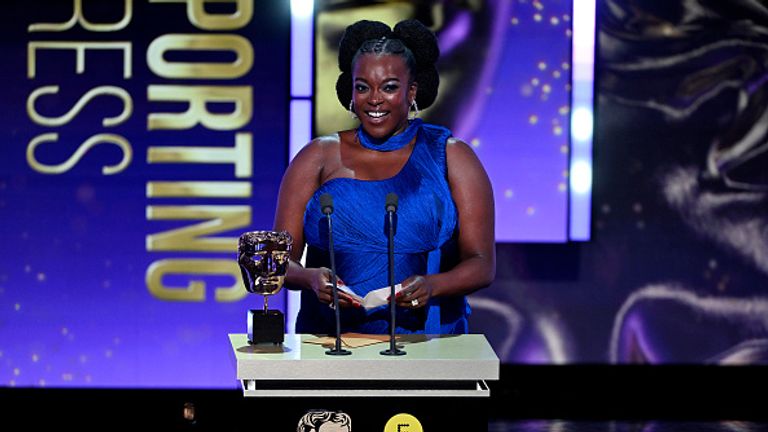 Sinners star Wunmi Mosaku won the best supporting actress award. Pic: Stuart Wilson/BAFTA/Getty Images for BAFTA