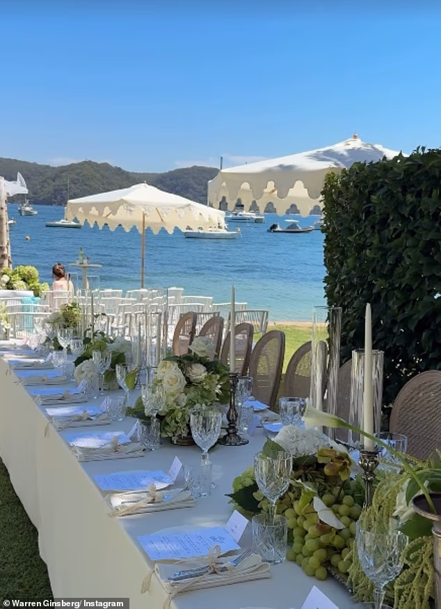 The reception venue overlooking a bay crowded with sailboats
