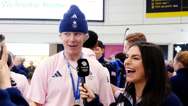 Great Britain's Huw Nightingale (centre) during the Team GB Homecoming. Pic: PA