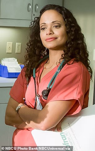 Pictured as as Nurse Carla in a throwback still