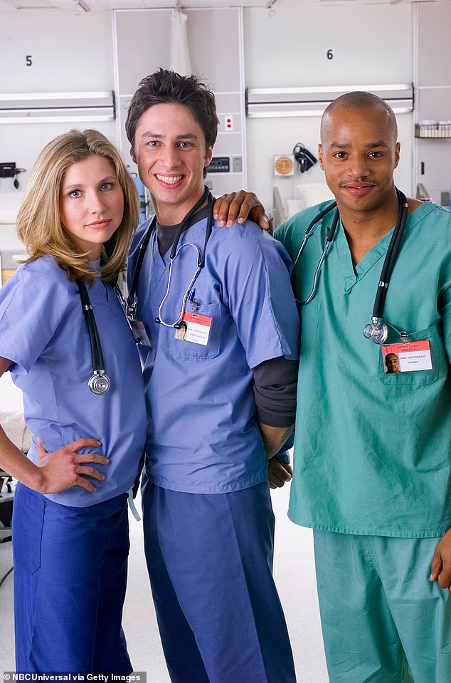 The highly acclaimed medical comedy-drama originally aired from 2001 to 2010; The trio seen in a throwback promotional image from season one