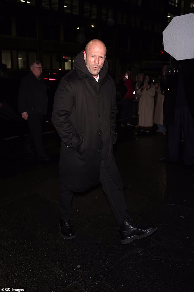 Jason Statham was also seen at the Burberry show