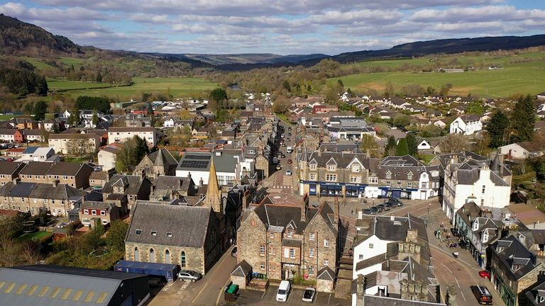 Aberfeldy in Perthshire. Pic: Sky News