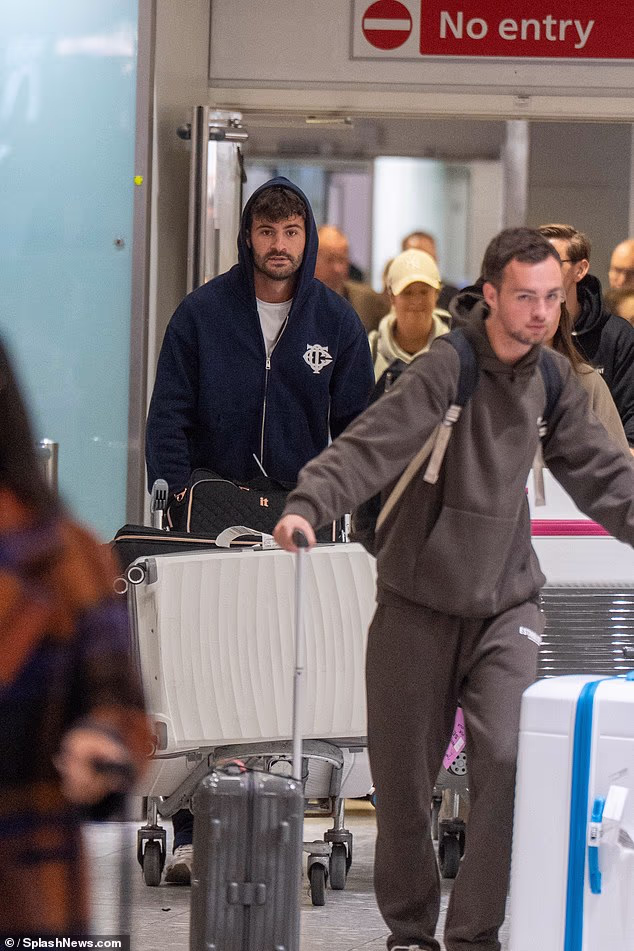 Meanwhile, Ciaran cut a laidback figure in a black Couture Club tracksuit and a white T-shirt as he exited the airport alongside Samie