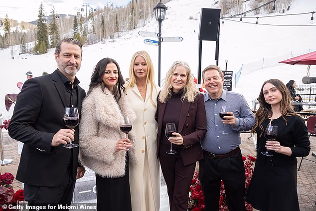 (L-R) Greg Umlas, Stacy Weisgerber, Gwyneth Paltrow, Helen Kurtz, John Sutton and Charlotte Beriker attend the Meiomi Club Noir VIP Event on Thursday afternoon
