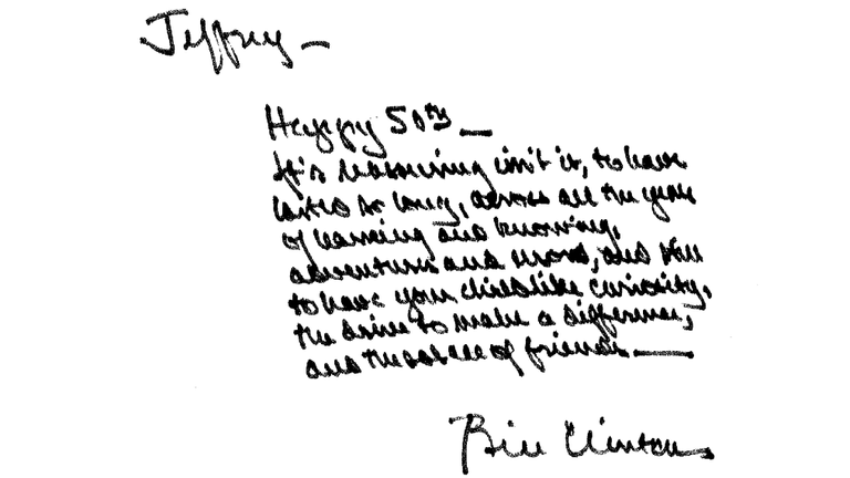 Message signed 'Bill Clinton' in Epstein's 50th Birthday Book, compiled in 2003