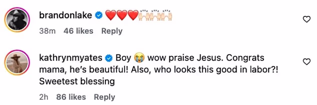 A flurry of A-list pals rushed to the comments to shower the growing family with congratulations