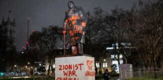 Man charged after Winston Churchill statue painted with ‘Zionist war criminal’ graffiti